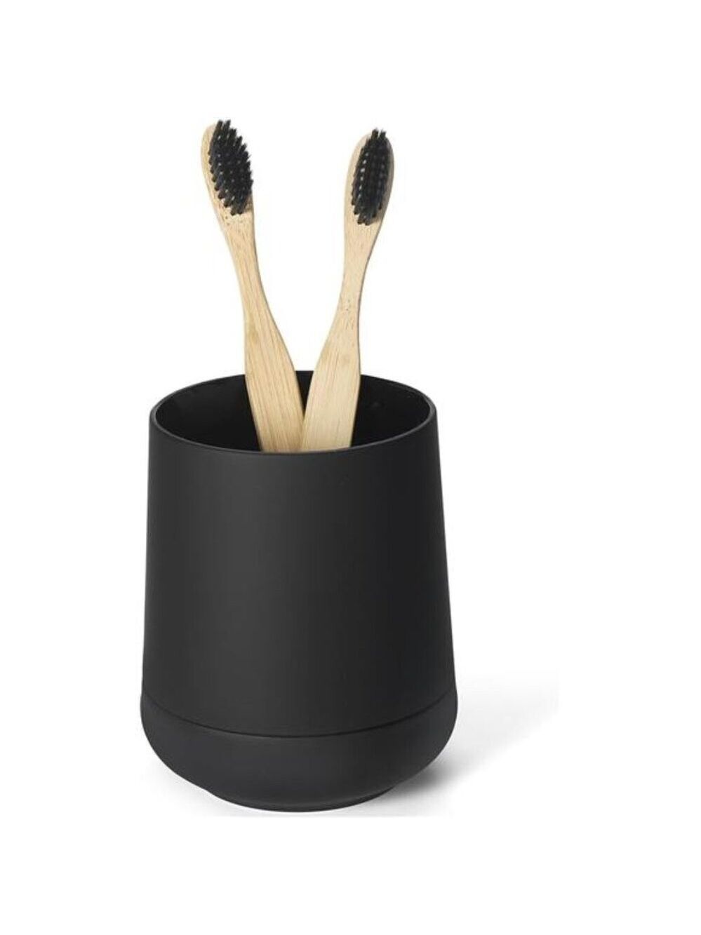 Matte Black Toothbrush Holder Silicone Tumbler Cup Bathroom Organizer Modern